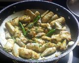 A picture of step 3 of Arbi/chamadumpaloo fry curry.