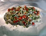 Une image de l'étape 16 de Gambas sauvages au poivron, céleri, coriandre et citron vert.