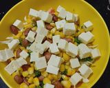 A picture of step 2 of Corn honey masala chat.