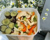 Hình bước làm 4 của món Eatclean Ức gà xào ớt chuông hành tây