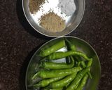 A picture of step 3 of Mirchi bhajiya.
