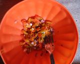 A picture of step 4 of Cloves tea,spicy omellete and bread.