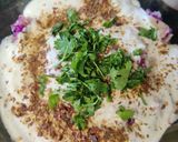 A picture of step 6 of Bajra methi Puri with mutter shallot and raita.