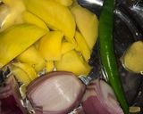 A picture of step 1 of Raw mango and onion sweet chutney.