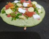 A picture of step 5 of Spinach Oats Uttapam with Coconut chutney and Beetroot Dip.