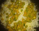 A picture of step 3 of Veg biryani with smoky effect.
