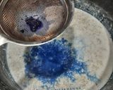 A picture of step 3 of Purple yam kheer with Butterfly pea flower.