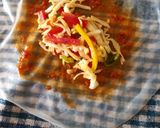 A picture of step 2 of Vege Rice paper rolls.