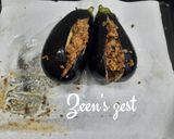 A picture of step 5 of Karniyarik or Turkish stuffed Eggplants with ground Beef.