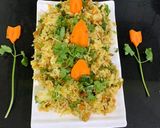 A picture of step 6 of Veg rice pulao from left over rice.