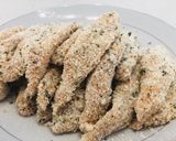 A picture of step 3 of Crunchy coconut & Panko chicken strips.