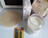 Foto del paso 1 de la receta: Tarta de obleas, con crema pastelera de colores hecha en microondas (9 ingredientes)