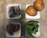 Foto langkah ke 1 dari resep MPASI 10 BulanTim[Kentang, Hati Sapi, Kacang Azuki & Caisim].