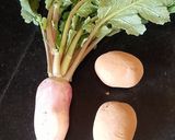 A picture of step 1 of Green Amaranth Radish Stir Fry.