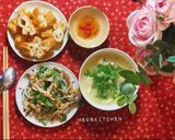 Hình bước làm 7 của món Cháo gà và gỏi gà xé trộn rau thơm tốc hành