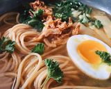 A picture of step 4 of Ramen Noodles with Bok Choy and Egg.