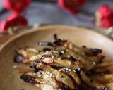 A picture of step 2 of Asian style celeriac matchstick chips.