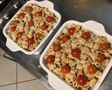 Une image de l'étape 8 de Gratin de pâtes au légumes,roquefort et tomates cerises.