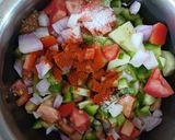 A picture of step 1 of Chick pea Salad.