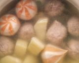 A picture of step 7 of Potato Meatballs and Cheese Dumpling Clear Soup.
