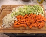A picture of step 1 of Minestrone soup - classic winter warmer.