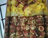 Baconbe tekert máj fűszeres burgonyával,hagymával recept fázis 2 fotója