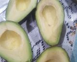 A picture of step 1 of Guacamole Mexican dip.