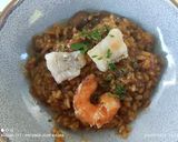 Foto del paso 9 de la receta: Arroz cremoso de setas, con rape y langostinos crujientes 😘😘, aromatizado con salsa de trufas