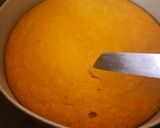 A picture of step 5 of Basbousa soaked in Orange & Honey syrup.