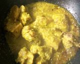 A picture of step 3 of Kancha Aam and Sorse chicken.