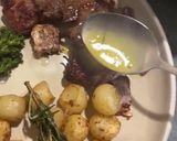 A picture of step 4 of Lemon Butter lamb with Parisian potatoes and spiced broccolini’s.