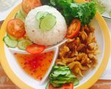 Hình bước làm 1 của món Cơm tóp mỡ mời các cháu