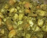 A picture of step 3 of Hariyali Aloo.