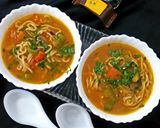 A picture of step 5 of Vegetable Thukpa/Veg Noodle Soup.