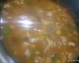 A picture of step 9 of Chicken fajita soup with chicken pin rolls and cheesy potatoes.