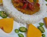 A picture of step 3 of Daal chawal with mango salsaa.