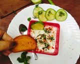 A picture of step 2 of Tzatzuki dip(Lebanese tzatziki dip).