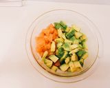 A picture of step 2 of Avocado and Salmon Rice with hot tea.