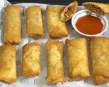 A picture of step 14 of Chicken Salami Spring Rolls.