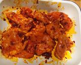 A picture of step 2 of Harissa chicken with olives and tomatoes.
