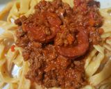 Foto del paso 7 de la receta: Fideos de pimientos asados con salsa boloñesa