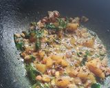 A picture of step 4 of Nagpur style Batata poha with kadhi.