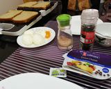 A picture of step 1 of Wasabi Cream Cheese Eggs White and Runny Yolk Sandwich.