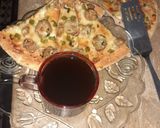 A picture of step 3 of Gola kabab Pizza with Black Coffee.