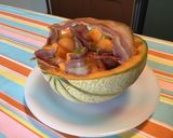 Une image de l'étape 9 de Paniers de melon à la pancetta Corse grillée et tomate Tiverta.