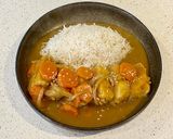 A picture of step 8 of Japanese tofu katsu curry.