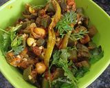 A picture of step 5 of Masaledaar Bhindi.