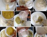 A picture of step 2 of Pistachio cake with White Chocolate Glaze.