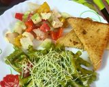 A picture of step 4 of Pesto pasta with paneer salad.