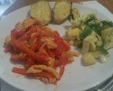A picture of step 8 of Danny's tomato and pepper chicken.